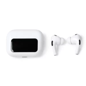 Auriculares con estuche Stamina Marcus 1566, blanco, vista del estuche y los dos auriculares