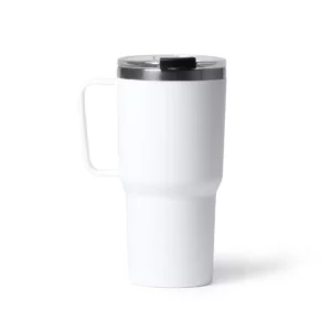 Taza con tapa Stamina Kencher 1589, blanco, vista frontal del producto