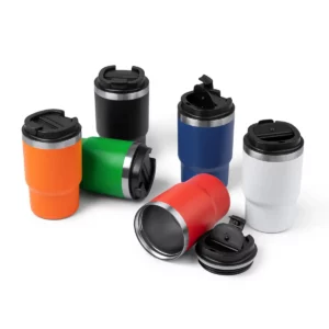 Vaso térmico Stamina Venturi 1596, vista conjunta de los seis colores con algunas tapas retiradas