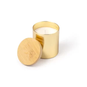 Vela aromática Stamina Maris 1597, oro, detalle de la cera y la mecha