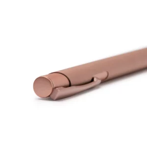 Bolígrafo metálico Stamina Prosa 1600, rosa, detalle del pulsador y el clip