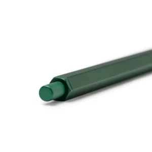 Bolígrafo hexagonal Stamina Firmus 1601, verde helecho, detalle del pulsador y el clip