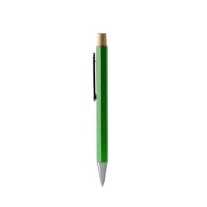 Bolígrafo hexagonal Stamina Salom 1602, verde helecho, vista frontal del bolígrafo