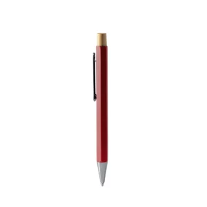 Bolígrafo hexagonal Stamina Salom 1602, rojo, vista frontal del bolígrafo