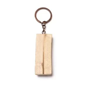 Llavero de madera Stamina Telmon 1606, crudo, vista posterior de la pieza de madera