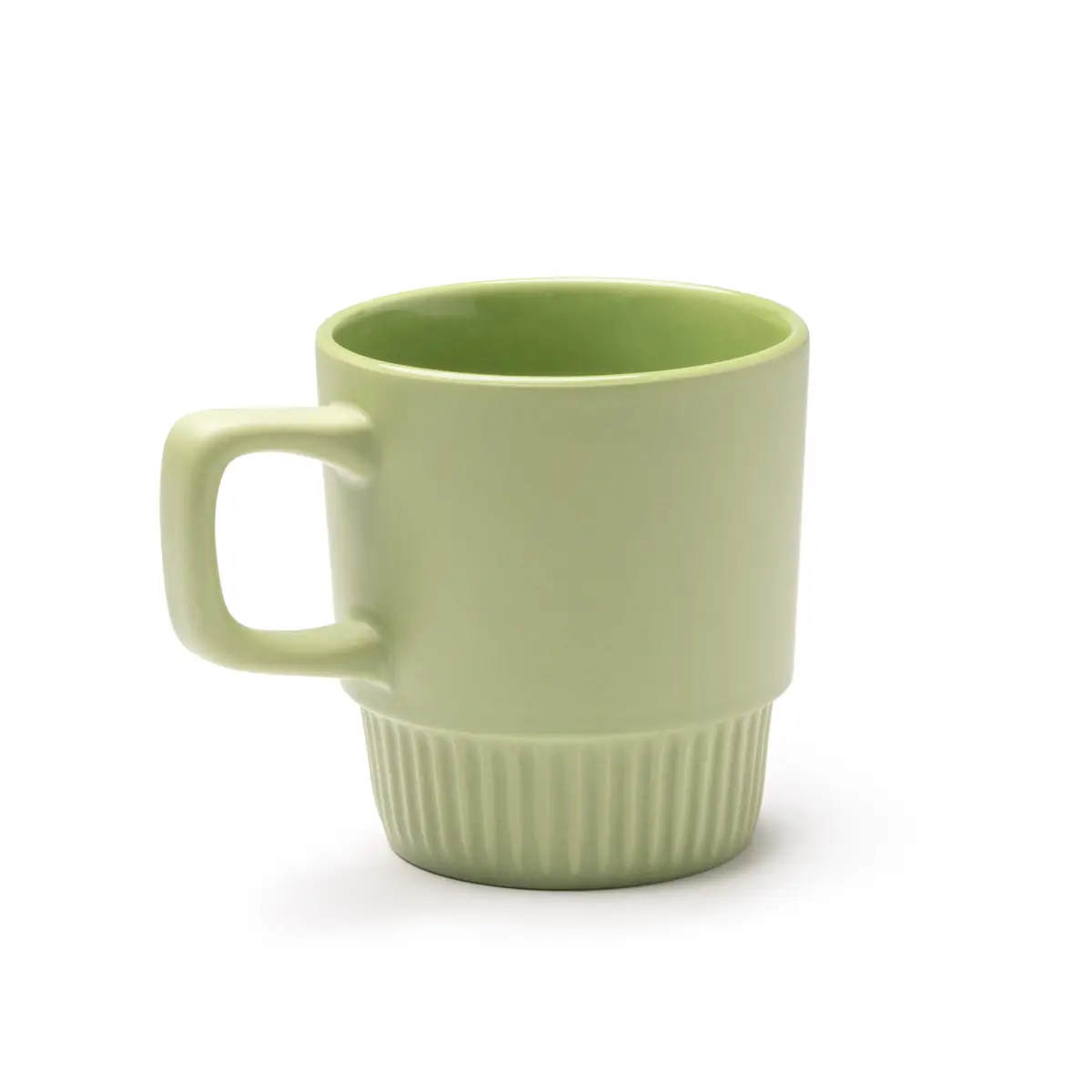 Taza de cerámica Stamina Longi 1613 6 Taza de cerámica Stamina Longi 1613, verde salvia, vista superior de la taza en perspectiva