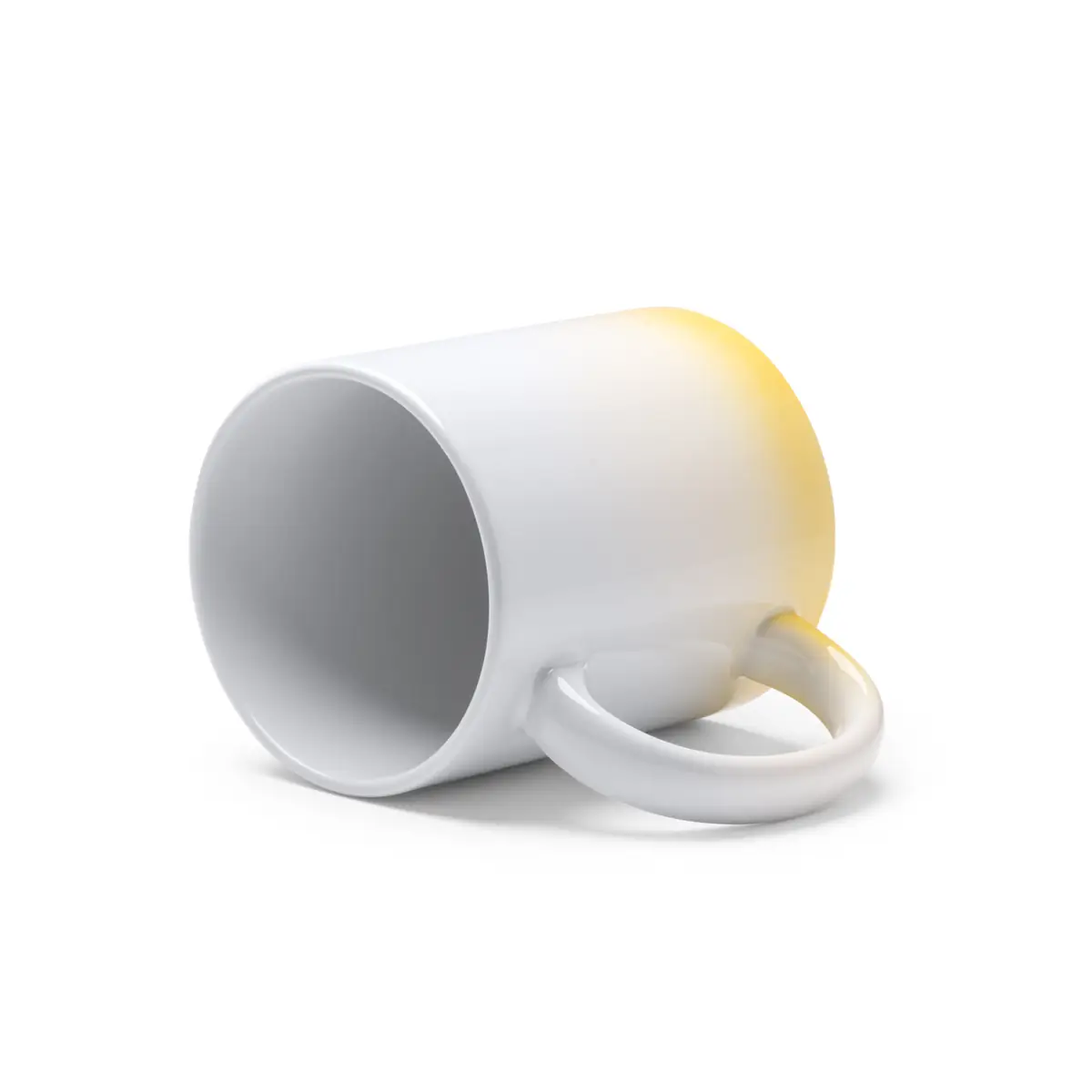 Taza con degradado Stamina Nevex 1615 7 Taza con degradado Stamina Nevex 1615, amarillo, vista de la taza tumbada con el interior visible