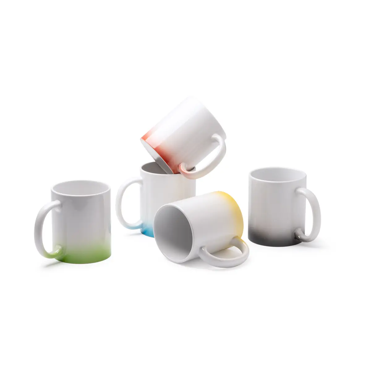 Taza con degradado Stamina Nevex 1615 9 Taza con degradado Stamina Nevex 1615, vista conjunta de los cinco colores de taza