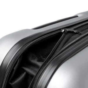Maleta plegable Stamina Foldy 1635, plata, detalle del tejido extensible y la cremallera