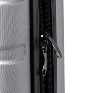Maleta plegable Stamina Foldy 1635, plata, detalle de las cremalleras y los tiradores