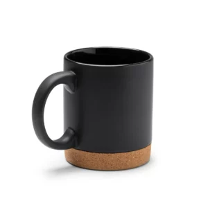 Taza con base de corcho Stamina Nurix 1637, negro, vista superior de la taza en perspectiva
