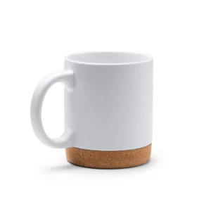 Taza con base de corcho Stamina Banket 1638, blanco, vista de la taza en perspectiva