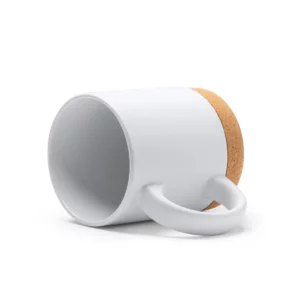 Taza con base de corcho Stamina Banket 1638, blanco, vista de la taza tumbada con el interior visible