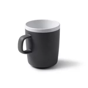 Taza de cerámica mate Stamina Cartux 1639, gris, vista superior de la taza en perspectiva