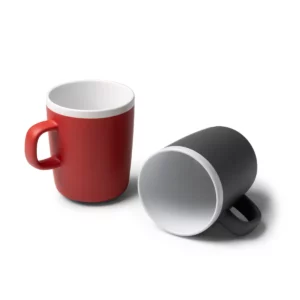 Taza de cerámica mate Stamina Cartux 1639, composición de tazas en rojo y gris