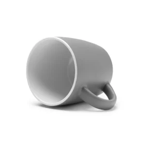 Taza compacta de cerámica Stamina Amit 1640, gris, vista de la taza tumbada con el interior visible
