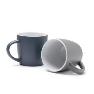 Taza compacta de cerámica Stamina Amit 1640, composición de tazas en marino y gris