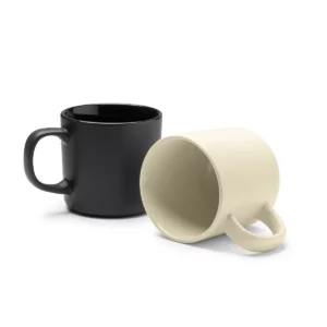 Taza compacta de cerámica Stamina Molis 1641, composición de tazas en negro y beige