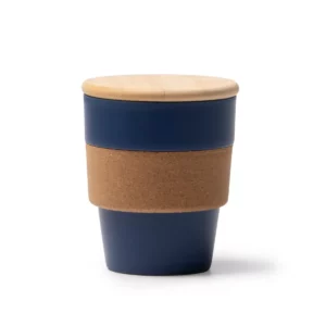 Vaso con tapa de bambú Stamina Lovren 1676, marino, vista frontal del producto