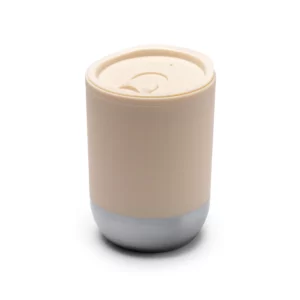 Vaso de doble pared Stamina Linde 1687, beige, vista superior del vaso cerrado en perspectiva