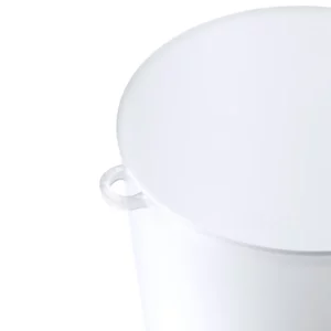 Pack de 10 vasos reutilizables Stamina Korvax 1697, transparente, detalle de la argolla y del borde superior del vaso