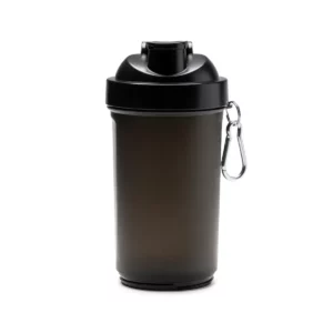Shaker Stamina Reily 1699, negro, vista frontal del shaker sin los compartimentos inferiores acoplados