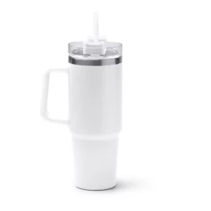 Taza térmica Stamina Kranston 1709, blanco, vista frontal del producto