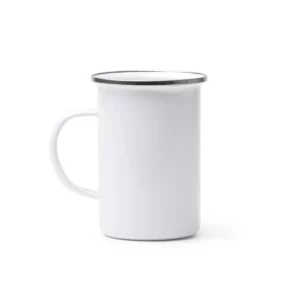 Taza metálica Stamina Alepo 1711, blanco, vista frontal del producto