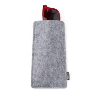 fundas para gafas Stamina Yoman 1741, gris, vista frontal de la funda con unas gafas como ejemplo de uso