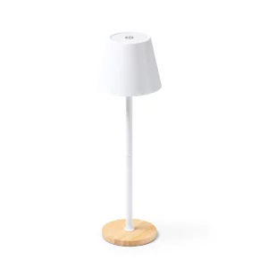 Lámpara LED con base de bambú Stamina Barrow 1745, blanco, vista de la lámpara en perspectiva