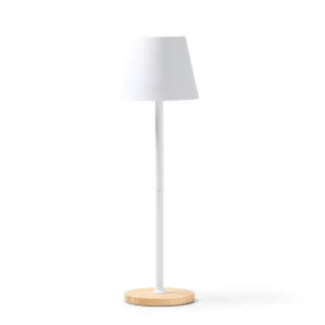 Lámpara LED con base de bambú Stamina Barrow 1745, blanco, vista frontal de la lámpara