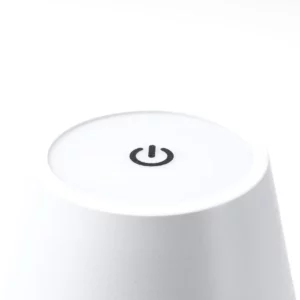 Lámpara LED con base de bambú Stamina Barrow 1745, blanco, detalle del control táctil superior