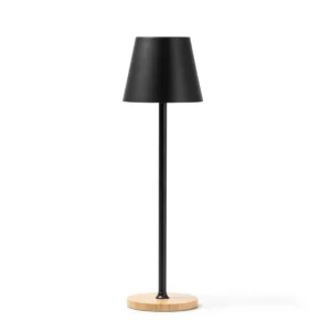 Lámpara LED con base de bambú Stamina Barrow 1745, negro, vista frontal de la lámpara