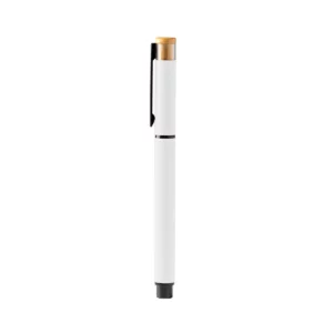 Roller de aluminio reciclado Stamina Lindberg 1767, blanco, vista frontal del bolígrafo