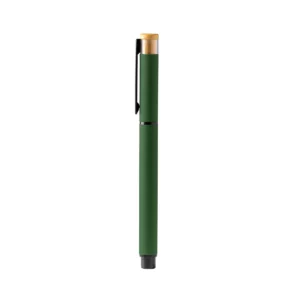 Roller de aluminio reciclado Stamina Lindberg 1767, verde oscuro, vista frontal del bolígrafo