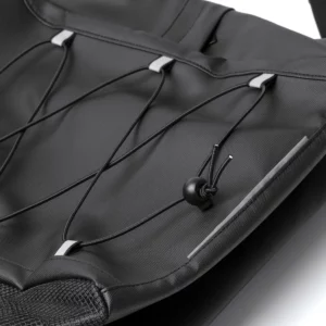 Mochila con cuerdas Stamina Kansas 1780, negro, detalle de las cuerdas elásticas frontales