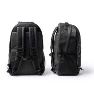 Mochila con cuerdas Stamina Kansas 1780, negro, vistas posterior y lateral de la mochila
