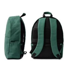 Mochila de algodón reciclado Stamina Sumit 1781, verde oscuro, vistas lateral y posterior de la mochila
