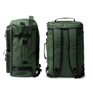 Bolso mochila Stamina Hobart 1783, verde oscuro, vistas lateral y posterior del bolso mochila