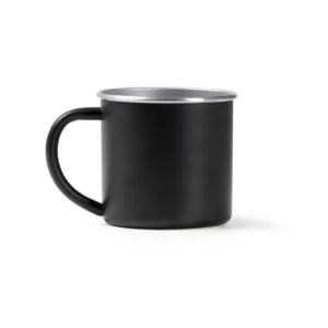 Taza de acero reciclado Stamina Dunas 1798, negro, vista frontal del producto