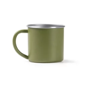 Taza de acero reciclado Stamina Dunas 1798, verde oscuro, vista frontal del producto