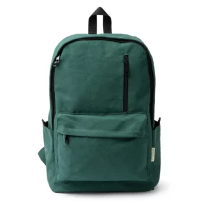 Mochila de algodón reciclado Stamina Hudson 1807, verde oscuro, vista frontal de la mochila