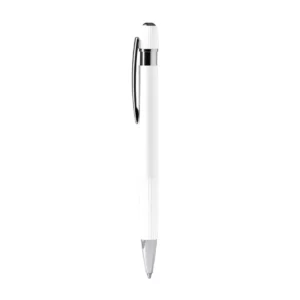 Bolígrafo de aluminio reciclado Stamina Endrik 1816, blanco, vista frontal del bolígrafo