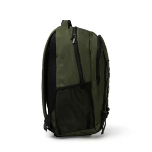 Mochila de doble compartimento Stamina Donker 1838, verde oscuro, vista lateral de la mochila