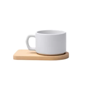 Set de taza y posavasos Stamina Geisa 1840, blanco, vista frontal del producto