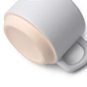 Set de taza y posavasos Stamina Geisa 1840, blanco, detalle de la base de la taza