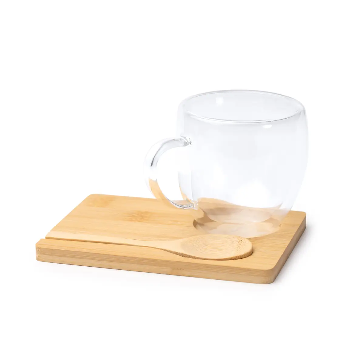 Set de taza y posavasos Stamina Blumon 1848 2 Set de taza y posavasos Stamina Blumon 1848, transparente, vista del set completo en perspectiva