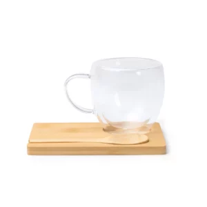 Set de taza y posavasos Stamina Blumon 1848, transparente, vista frontal del producto
