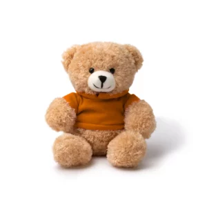 Pack de 10 peluches Stamina Jazz 1853, sudadera en naranja, vista frontal del peluche