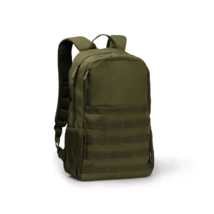 Mochila de RPET Stamina Bufalo 1870, verde oscuro, vista de la mochila en perspectiva